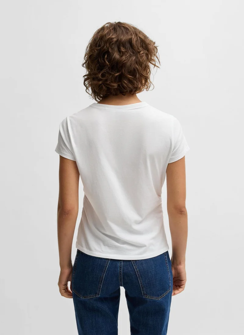 بوس تيشيرت قطن مزين بفلفل حار مرصع بالكريستال